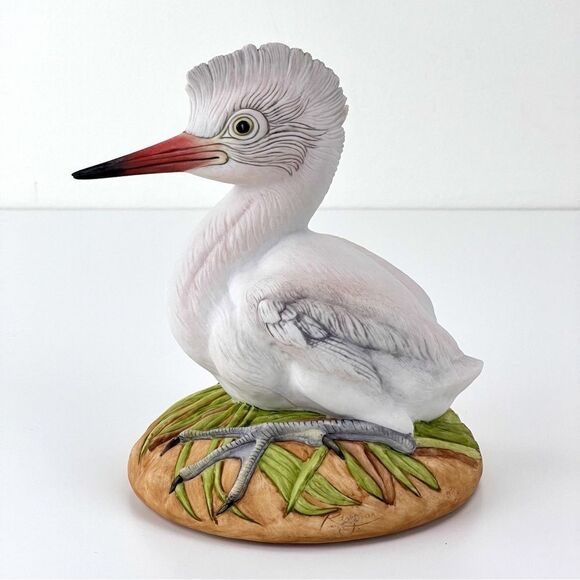 Vintage Kazmar Porcelain Bird Figurine Baby Egret 6" - Picture 1 of 9